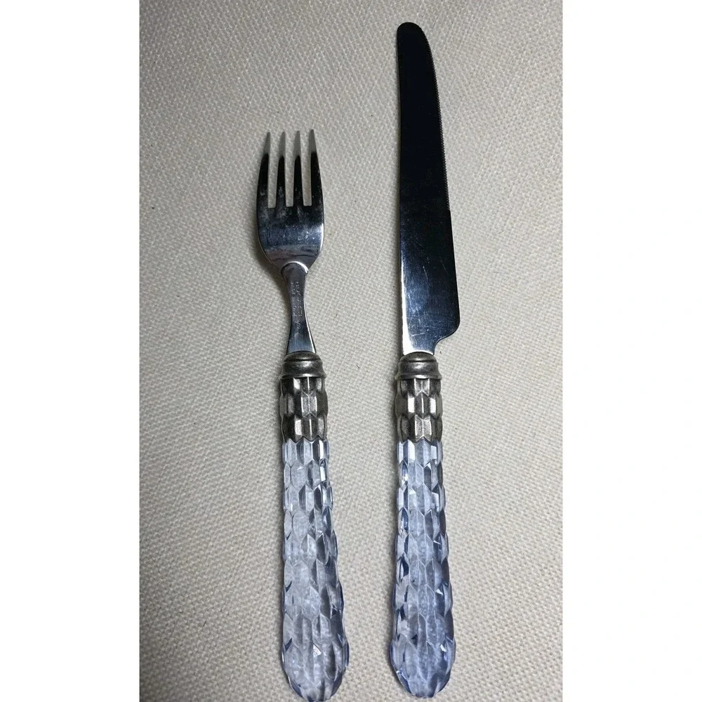 Bugatti By Vietri Aladdin Cristallo Flatware 2 Pcs Acrylic/Stainless Steel Italy